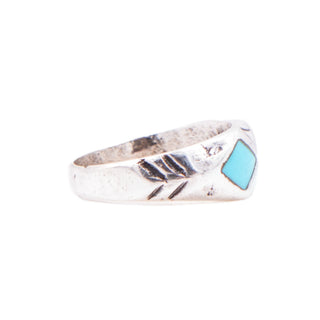 Handmade Sterling Silver Turquoise Blue Resin Inlay Southwestern Band Ring Size 5