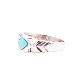 Handmade Sterling Silver Turquoise Blue Resin Inlay Southwestern Band Ring Size 5