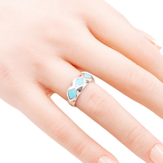Handmade Sterling Silver Turquoise Blue Resin Inlay Southwestern Band Ring Size 5