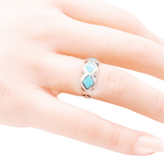 Handmade Sterling Silver Turquoise Blue Resin Inlay Southwestern Band Ring Size 5