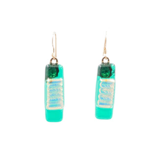 14K Gold Filled Green Art Glass 1.75 Inch Dangle Earrings