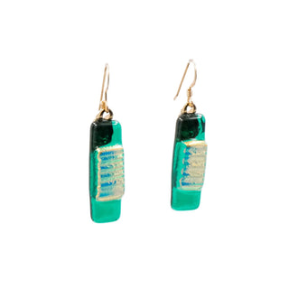 14K Gold Filled Green Art Glass 1.75 Inch Dangle Earrings