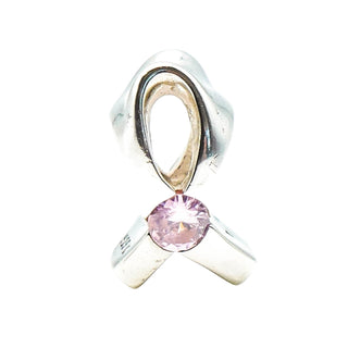 Chamilia Breast Cancer Ribbon Light Pink CZ Sterling Silver Charm Bead