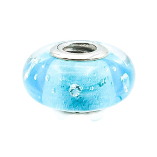 Pandora Blue Effervescence Murano Glass Sterling Silver Charm With Clear Cubic Zirconia