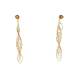 Gold Plated Silver Cascading Twist Drop Earrings 2 Inch Dangle