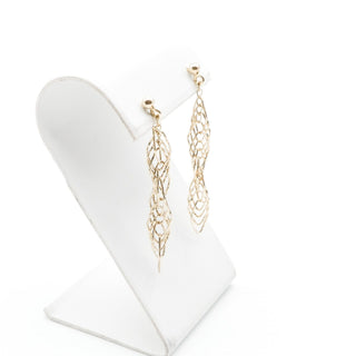 Gold Plated Silver Cascading Twist Drop Earrings 2 Inch Dangle
