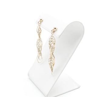 Gold Plated Silver Cascading Twist Drop Earrings 2 Inch Dangle