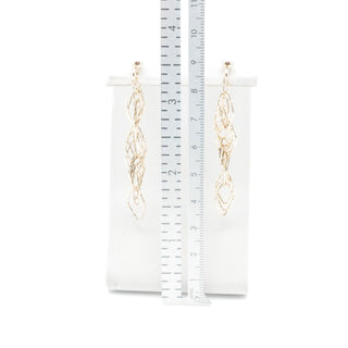 Gold Plated Silver Cascading Twist Drop Earrings 2 Inch Dangle