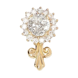 14K Yellow Gold 2.6 Carat Fleur De Lis Halo Diamond Pendant