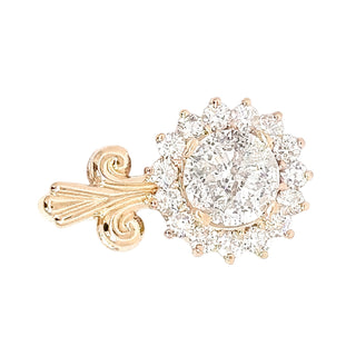 14K Yellow Gold 2.6 Carat Fleur De Lis Halo Diamond Pendant