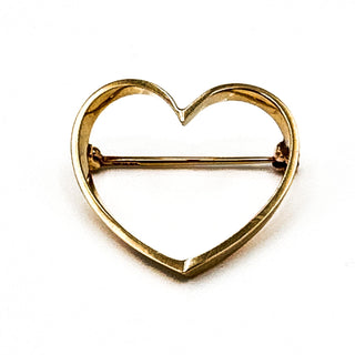 Vintage 14K Yellow Gold Open Heart Brooch Pin