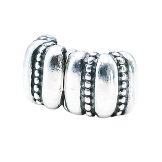 Pandora Dots & Ridges Sterling Silver Crazy Clip Charm With Beaded Detail