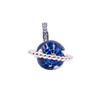 Pandora Spinning Globe Sterling Silver Blue Enamel Clear CZ Travel Dangle Charm