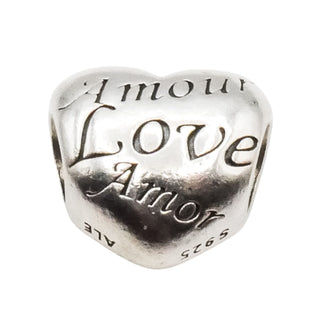 Pandora Language of Love Sterling Silver Heart Charm – Retired