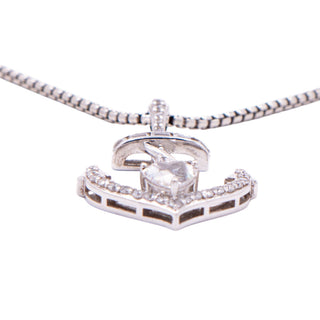 Designer Sterling Silver Clear CZ Heart Anchor Nautical 18 Inch Pendant Necklace
