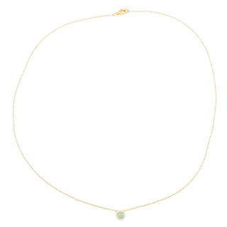 Natural Emerald Halo Necklace Gold Plated Sterling Silver Delicate Emerald Pendant