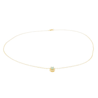 Natural Emerald Halo Necklace Gold Plated Sterling Silver Delicate Emerald Pendant