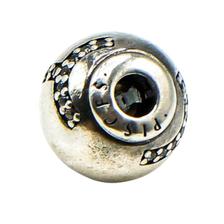 Pandora Essence Pisces Zodiac Sterling Silver Charm With Clear Zirconia