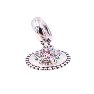 Pandora Day of the Dead Mexico Sugar Skull Sterling Silver Enamel Dangle Charm