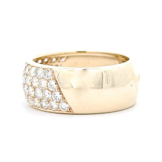 14K Yellow Gold Wide 2 Ct Pave Diamond Band Statement Ring Size 10.75