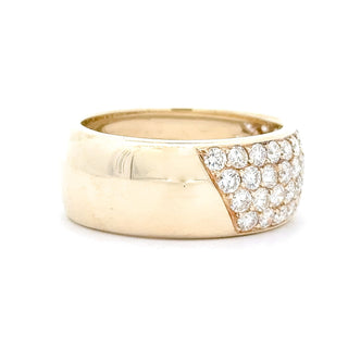 14K Yellow Gold Wide 2 Ct Pave Diamond Band Statement Ring Size 10.75