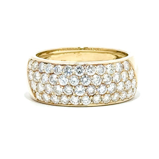 14K Yellow Gold Wide 2 Ct Pave Diamond Band Statement Ring Size 10.75