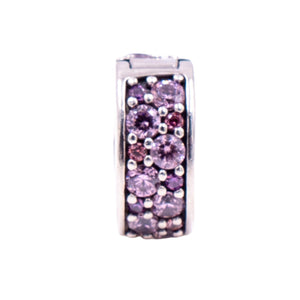 Pandora Pink Shining Elegance Sterling Silver Pink CZ Bangle Clip Charm
