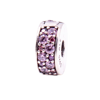 Pandora Pink Shining Elegance Sterling Silver Pink CZ Bangle Clip Charm
