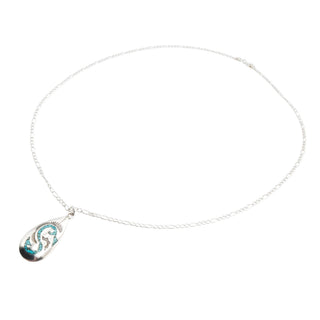 Thomas Singer Navajo Sterling Silver Turquoise Inlay Pendant Necklace Southwestern 21.5 Inches