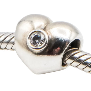 Pandora Heart Sterling Silver Charm with Clear Zirconia – Retired