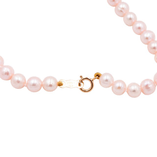 14K Yellow Gold 5mm Pink Cultured Freshwater Pearl Bracelet 7.5 Inch