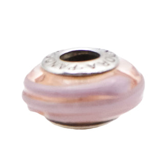 Pandora Pink Ribbon Murano Glass Sterling Silver Charm