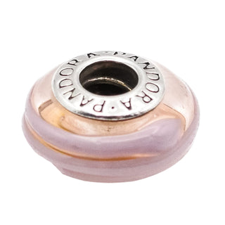 Pandora Pink Ribbon Murano Glass Sterling Silver Charm