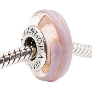 Pandora Pink Ribbon Murano Glass Sterling Silver Charm
