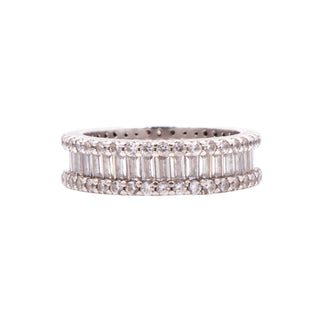 Sterling Silver CZ Triple Row Eternity Wedding Band Ring Size 7