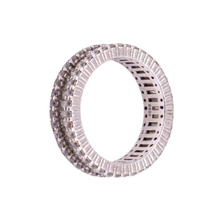 Sterling Silver CZ Triple Row Eternity Wedding Band Ring Size 7