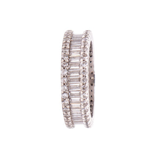 Sterling Silver CZ Triple Row Eternity Wedding Band Ring Size 7