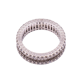 Sterling Silver CZ Triple Row Eternity Wedding Band Ring Size 7