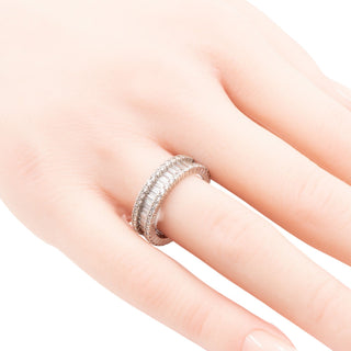 Sterling Silver CZ Triple Row Eternity Wedding Band Ring Size 7