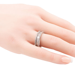 Sterling Silver CZ Triple Row Eternity Wedding Band Ring Size 7