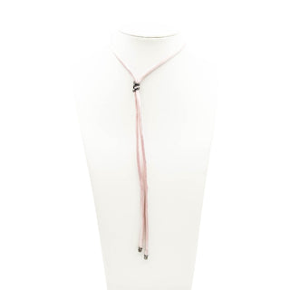 CHAMILIA Pink Silk Necklace And Sterling Silver Charm Holder With Clear Swarovski Crystals