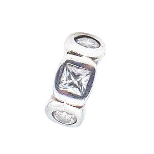 Chamilia Circle Square Sterling Silver Charm Bead Clear Swarovski Crystal Geometric