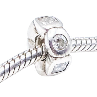 Chamilia Circle Square Sterling Silver Charm Bead Clear Swarovski Crystal Geometric