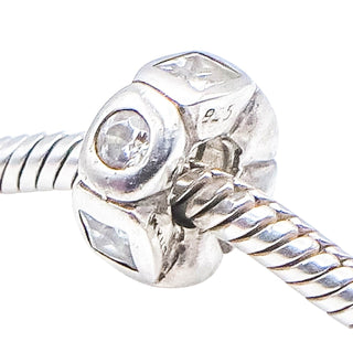 Chamilia Circle Square Sterling Silver Charm Bead Clear Swarovski Crystal Geometric
