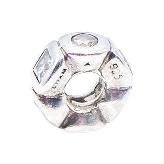 Chamilia Circle Square Sterling Silver Charm Bead Clear Swarovski Crystal Geometric