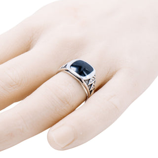 Kabana Sterling Silver Black Jet Men's Signet Ring Size 10 Southwestern Tribal
