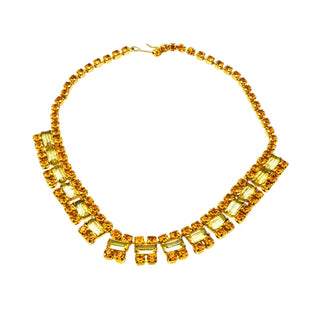 Vintage Citrine Colored Demi-Parure Necklace and Earrings Set