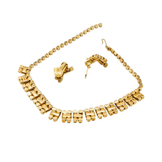 Vintage Citrine Colored Demi-Parure Necklace and Earrings Set