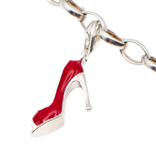 Thomas Sabo Red High Heel Shoe Charm Sterling Silver Pendant Elegant Jewelry