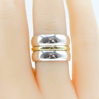 Vintage Wide Sterling Silver Ring with Gold Plated Accent | Size 5.5 | Two-Tone Band